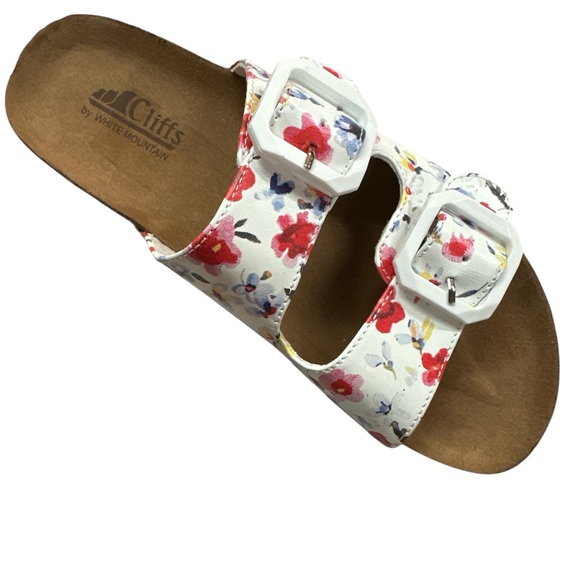Cliffs by White Mountain Heidi Floral Sandals Two Strap Buckles Footbed Size 7.5 - Picture 3 of 9